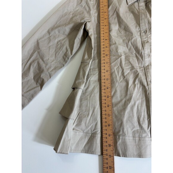 Anthropologie Ro & De Shirt Womens Medium Beige Ruffle Back Collar Button Up NWT - Picture 8 of 8